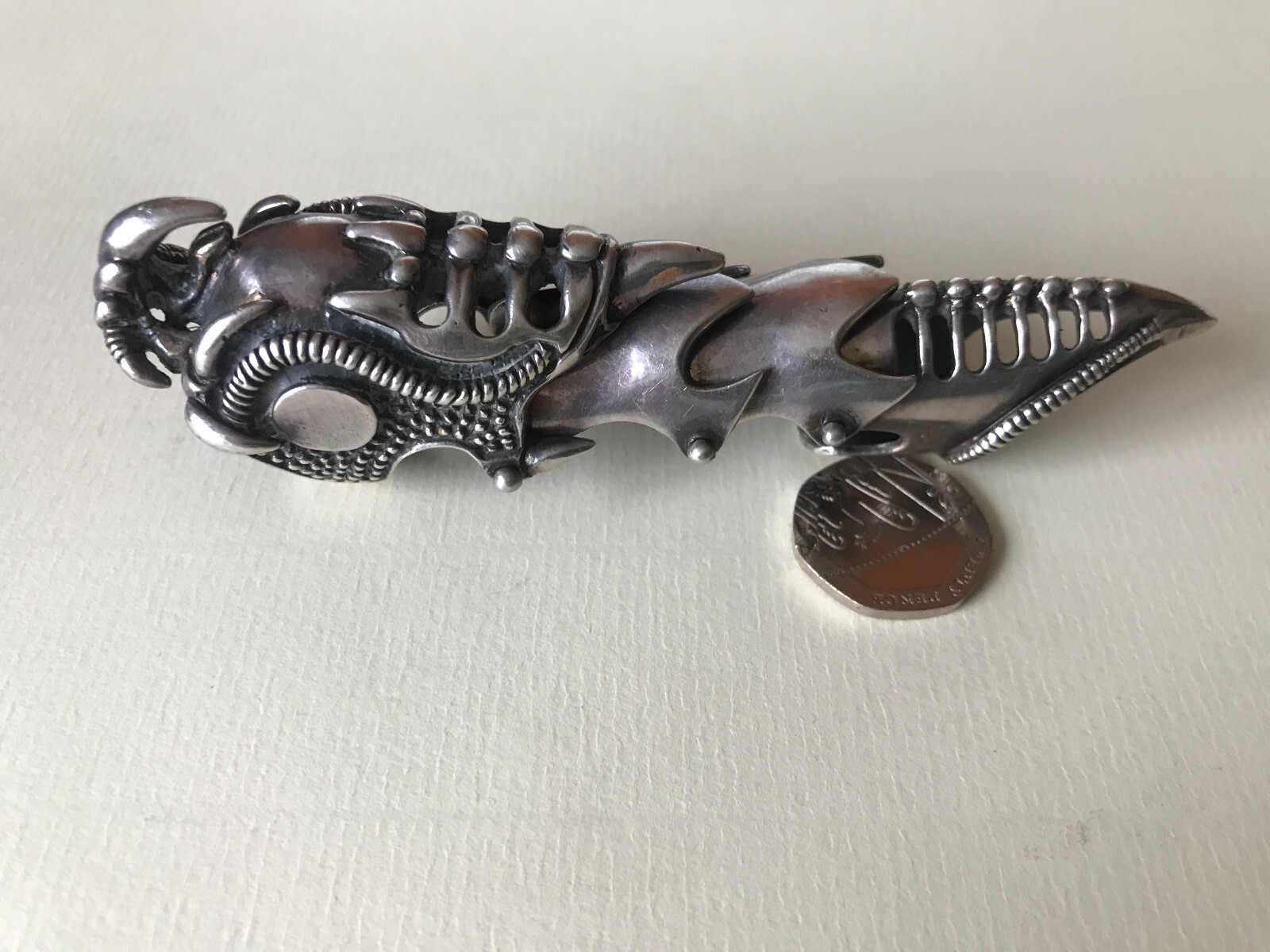 Solid Sterling Silver Armour Ring articulated ful… - image 3