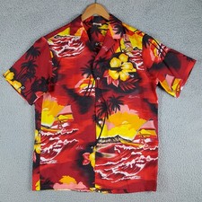 Vintage Hawaiian Surfer Aloha Camp Shirt Men's Size M Relaxed Beach Button Up