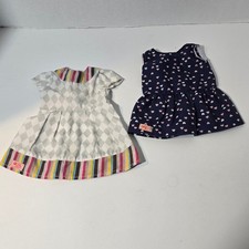 Our Generation 18 Inch Doll Clothes Set 2 Dresses Harlequin Hearts Navy Grey