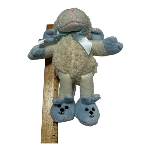 Fiesta Plush Baby Lamb Blue Bunny Slippers Sheep Lovey Stuffed Animal - Picture 4 of 4