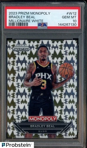 2023-24 Panini Prizm Monopoly Millionaire White Bradley Beal Suns PSA 10