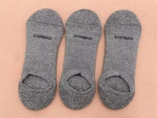 3 pairs Men's Marl Cushioned No Shows Socks Size Large 9-13 gray