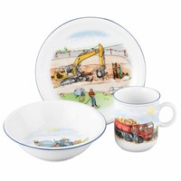 Seltmann Weiden Compact Kinder Set 3-Tlg. Geschirr Porzellan Auf Der Baustelle