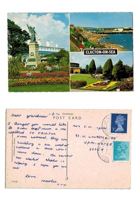Vintage Postkarte - Clacton-on-Sea Küstenszenen Mehrfachansicht 1974 VERSCHICKT