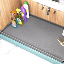 Under Sink Mat for Kitchen Cabinet 34" x 22", Upgraded Thick Silicone Waterpr...