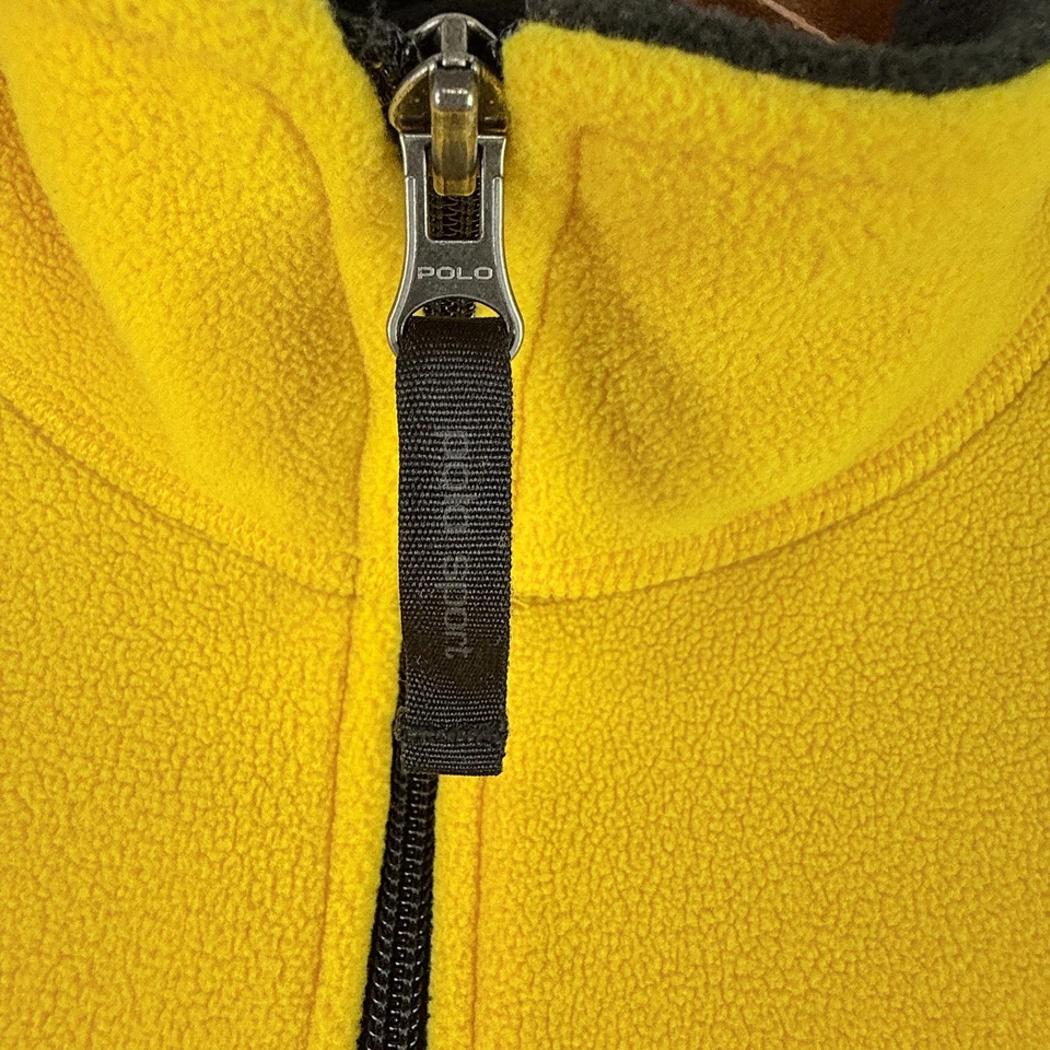 Suéter pulôver masculino vintage polo esporte Ralph Lauren lã 2XL amarelo 1/4 zíper - Imagem 4 de 4