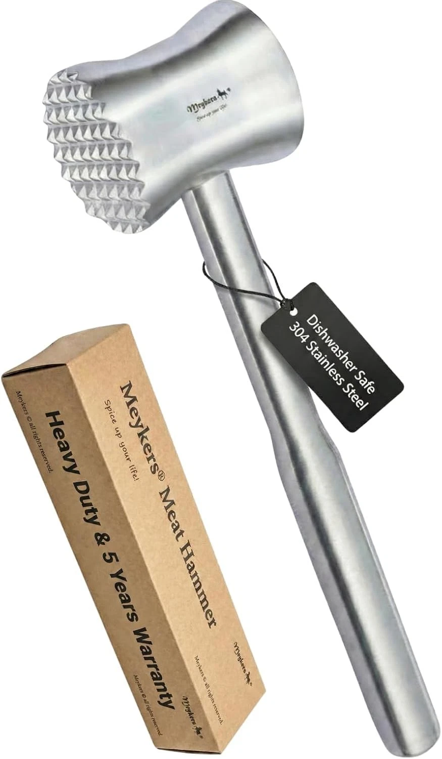 Meat Tenderizer Mallet | 304 Stainless Steel | Dishwasher Safe | Meat Pounder
Opens in a new window 
