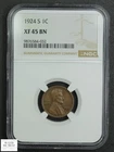 1924 S Lincoln Wheat Copper Cent 1C NGC XF 45 BN