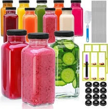 12oz Glass Bottles with lids,juice bottles gifts for women,glass bottles with li