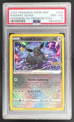 9907 Radiant Eevee 2022 Pokemon Sword & Shield BSP #SWSH230 Premium PSA 8