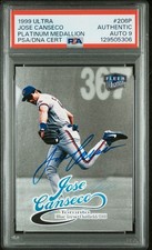 1999 Fleer Ultra Jose Canseco Signed Platinum Medallion /99 PSA  Auto 9