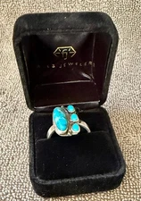 NATIVE AMERICAN SILVER AND TURQUOISE RING KINGMAN TURQUOISE BRAND NEW