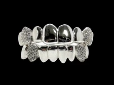 Custom-fit Moissanite Solid 925 Sterling Silver Iced out FANGS Honey Comb Grillz