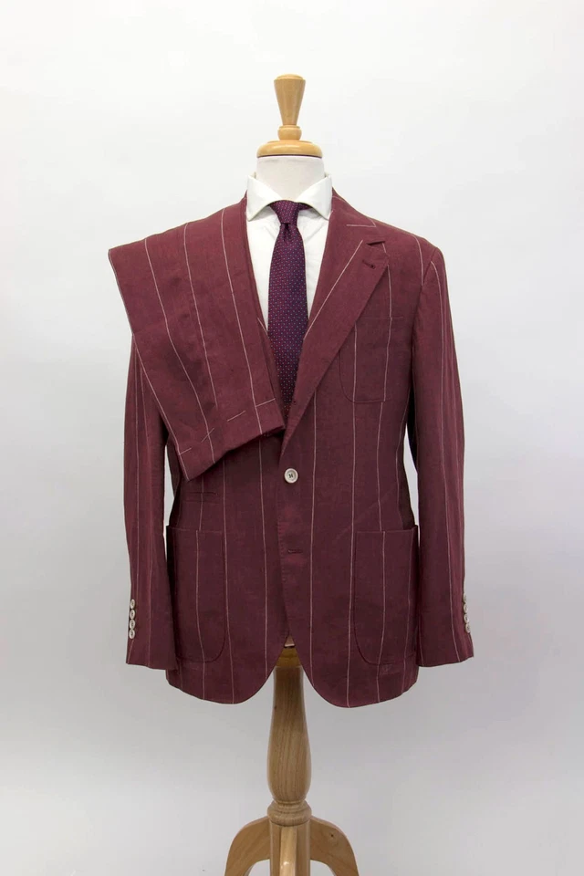 NWT$6495 Brunello Cucinelli Men Sartoria Solomeo Pinstripe 2Pc Suit 50/40US A258 - Image 2 of 4