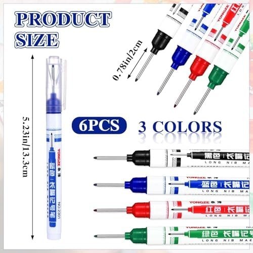 6/10/24 Pieces Deep Hole Marker Pens 20 mm Deep Drill Hole Long Nib Marker Multi