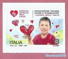 ITALIA 2025  Giornata mondiale per il Cuore Assoc. L. GRECO  FRANCOBOLLO SINGOLO