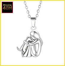 Pet Lover Necklace Pendant Woman Hugging Dog Gift Zinc Alloy Chain Jewelry