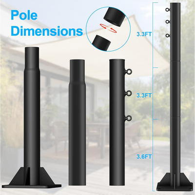 Heavy Duty 10Ft Sun Shade Poles with Flat Base - 2 Pack, Black | eBay