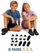 Bombas Youth 12T-Y3 Big Kids Black Ankle Socks Pack of 6 Cushioned