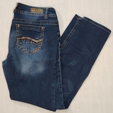 Real Tree Jeans Womens Size 31 Blue Mid Rise Stretch Slim Straight Cut Denim