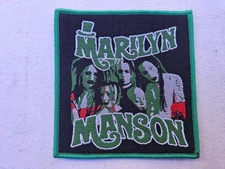 MARILYN MANSON, SEW ON GREEN BORDER WOVEN PATCH