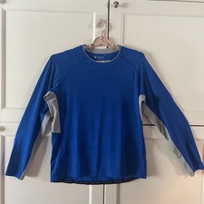 Coolibar Mens Ultimate Rash Guard UPF 50 Blue Grey Long Sleeve Shirt Size L