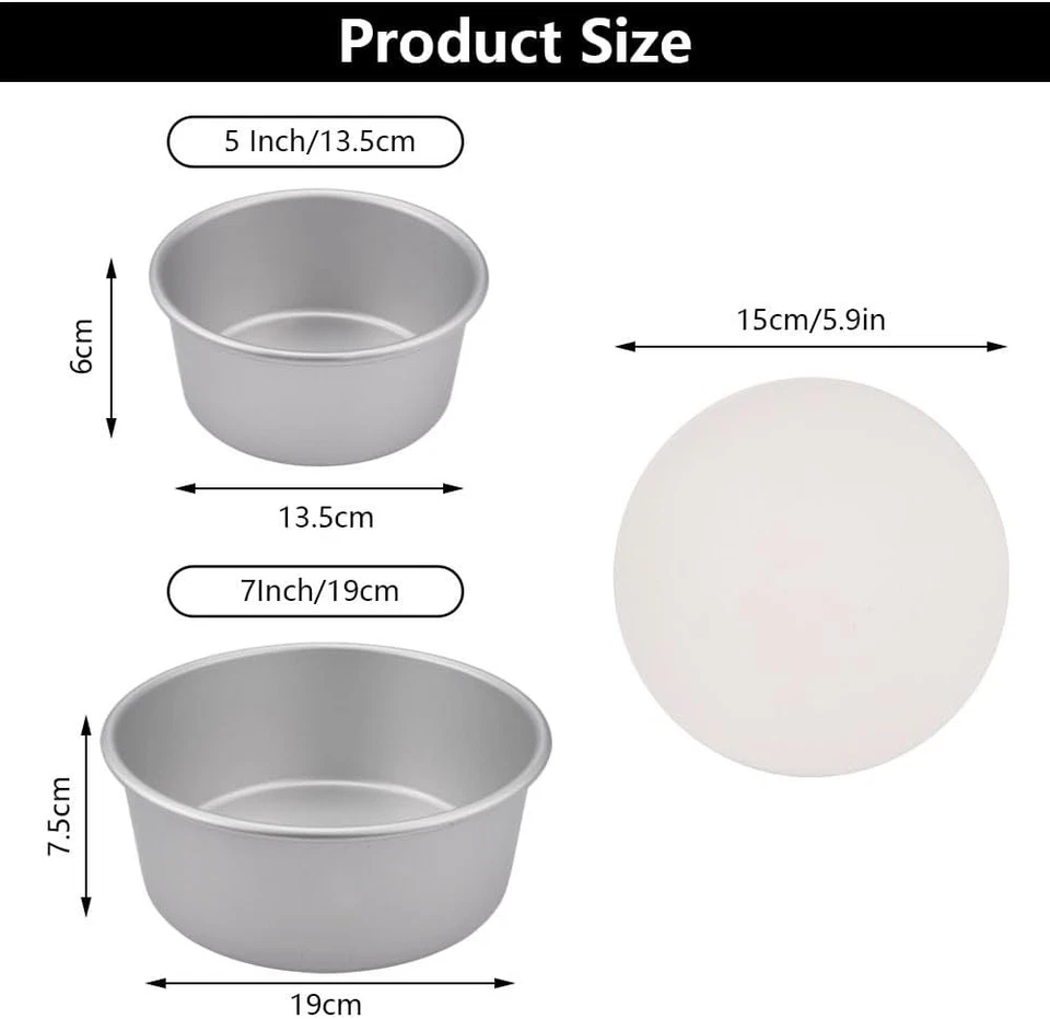 2x Alu Backformen rund, 5/7 Zoll, antihaftbeschichtet, inkl. 50 Backpapier - Bild 2 von 4