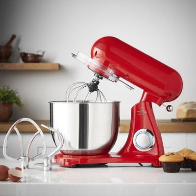 Leistungsstarker 2200W Elektrischer Lebensmittel Standmixer mit großer 7L Schüssel, 3 Aufsätze ROT
