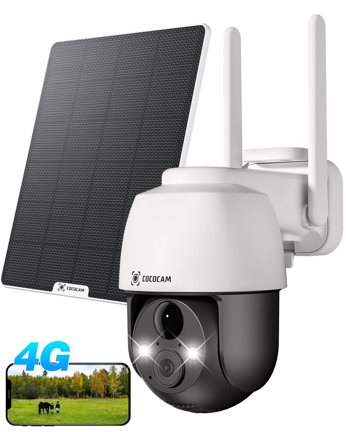 COCOCAM 4G Telecamera Cantiere e Campagna: 2K PTZ Solare 6W SIM