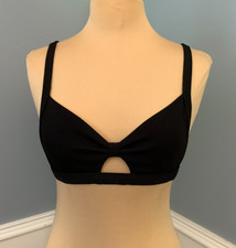 Shade  Shore Bikini Top Womens M Knot-Front Crepe Textured Bralette Beach Pool