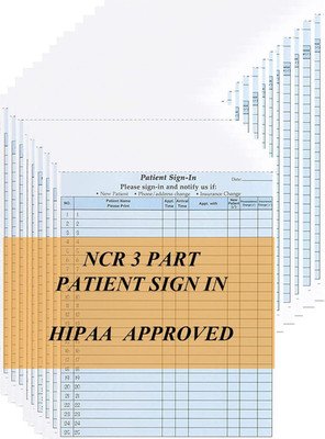 NCR Carbonless 3 Part Patient Sign in Sheets HIPAA Approved and Compliant for Co