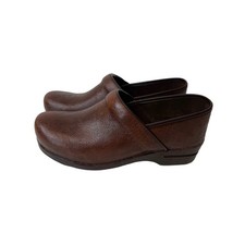 Dansko Pro XP Clogs Brown Floral Tooled Leather Size 10.5 US 41 EU