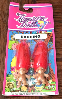 Treasure Trolls Red Head Troll Earring Ace Novelty Co New in Original Package