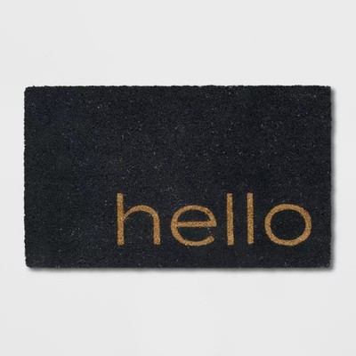 1'6''x2'6''/18''x30'' Hello Coir Doormat Black