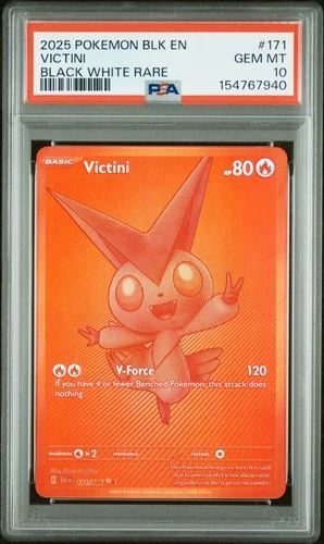 2025 POKEMON BLK EN-BLACK BOLT BLACK WHITE RARE #171 VICTINI PSA 10