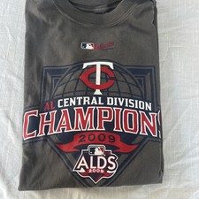 2009 Minnesota Twins Majestic AL Central Division Champs Gray T-Shirt Men’s M