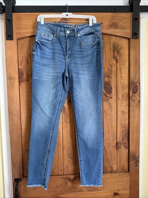 Gemma Rae Womens Skinny Jeans Dark Wash Double Button Crystal Detail Size 11/30