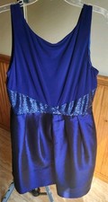 RM Richards Size 16 Blue Stretch Top/ Sequin Waist Pleated Skirt Dress