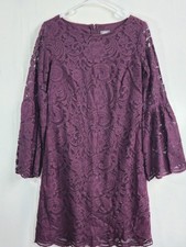 Vince Camuto Purple Dress with Lace Floral Overlay Wome's Size 4