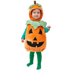 Deluxe Pumpkin Costume with Plush Green leaves for , Halloween Dress Up, Pump...