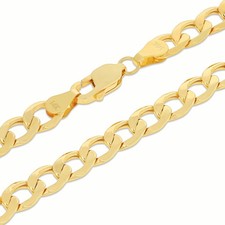 14K Yellow Gold 6.5mm Italian Curb Cuban Chain Link Pendant Necklace Men 16"-30"