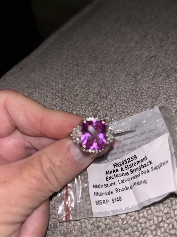 Bomb Party Sz 7 Game Of Thrones GOT Ring Pink Sapphire on Rhodium RG93259