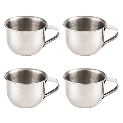 Set Of 4 Small Stainless Steel Coffee Cups Portable Drinking Vessels with Handle - Image 1 of 4