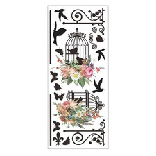  Adesivi Murali Adesivi per Soggiorno Fiore e Uccellino Decalcomania Arredamento Casa