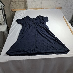 Amazon Essentials Women Button Front Short Sleeve Dress XXL Navy Blue Casual
