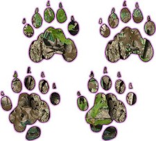 Pink Camo Bear Print Vinyl Sticker Decal Hunt Paw Grizzly Black Brown Polar Pink Camo Bear Print Vinyl Sticker Decal Hunt Paw Grizzly Black Brown Polar