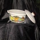Vintage Stoneware Crock With Lid~Vegetable Design~Oven Proof~Korea~Hand Painted — photo 2