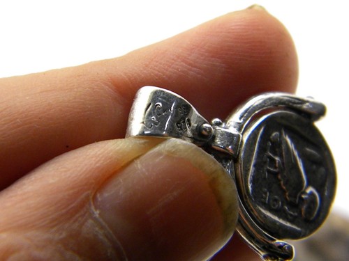 Sterling silver pendant greek coin owl Athena reversible spinning pendant - Picture 5 of 10