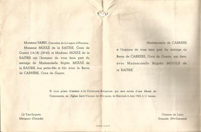 Mérignac und Granada 1945. Karrierehochzeit - Geformt aus der Rikel.