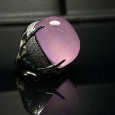 Real Natural Inlay Ice pink Burmese Jade Jadeite pigeon egg Amulet Rings